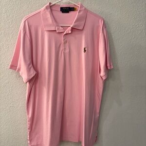 Polo by Ralph Lauren Men's Soft cotton Pink Polo Shirt; custom slim